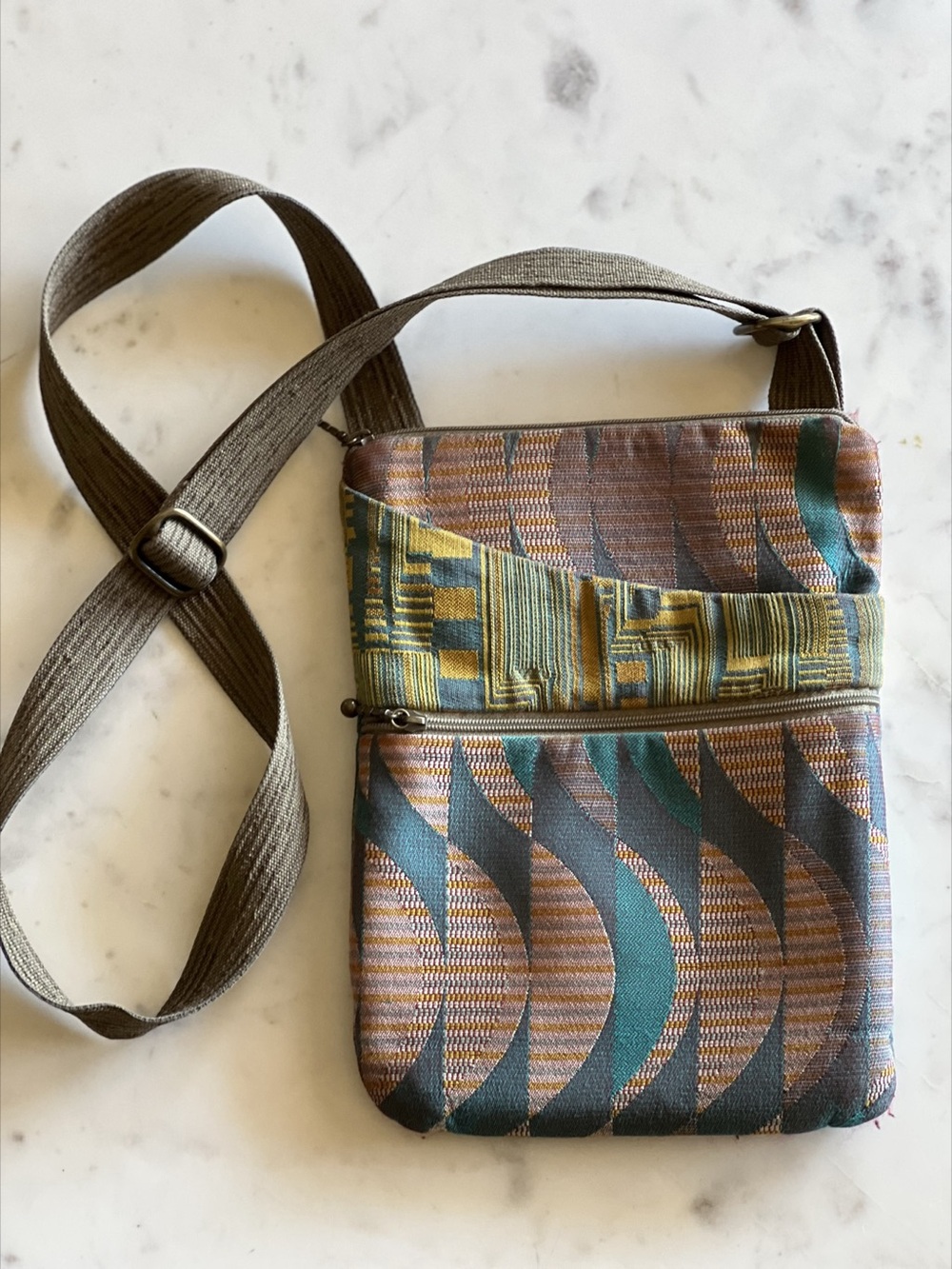 Maruca Design Jacquard Tapestry Crossbody Bag Woven Geometric Boho USA Made